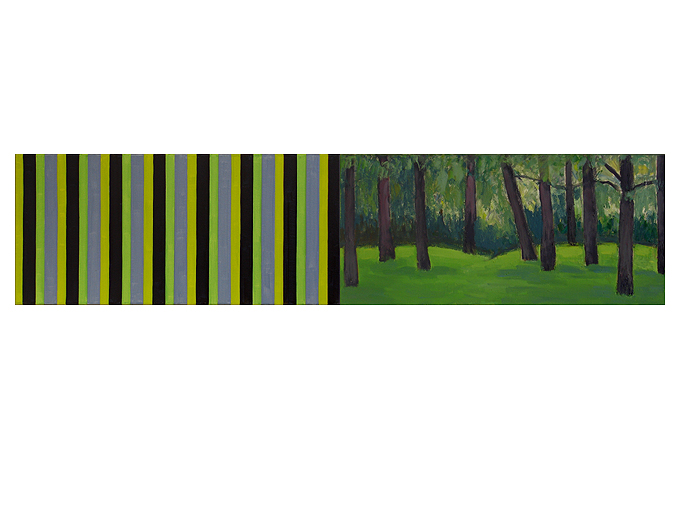 Gemälde Sigrun Paulsen: Streifen und Landschaft violett/grün, 2007
